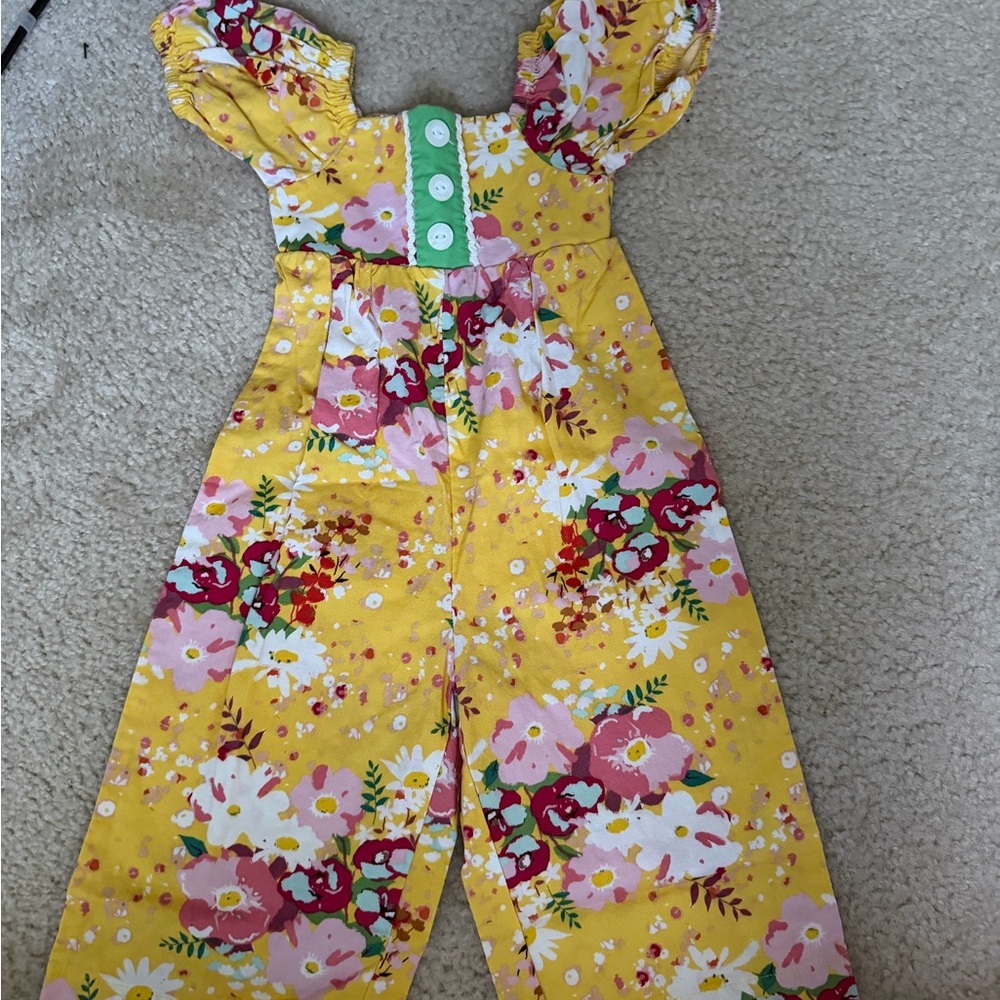 Charming Floral Kids Romper in Yellow